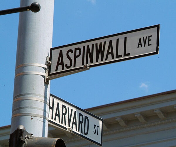 Aspinwall Avenue - Harvard Street Sign | The Fireplace Store @ Aspinwall Plumbing in Quincy MA
